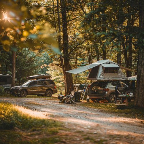 Soft top short roof tent-11 Wild camping, rooftop tent blends into nature and enjoys wild fun