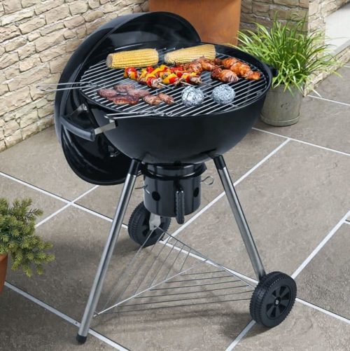 Stainless Steel Apple Shape BBQ Grill-2 Grilling delicious food on the barbecue
