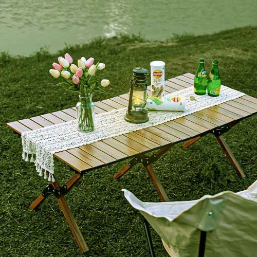 Aluminum outdoor folding table-2 Folding tables and chairs, portable and lightweight, enjoy nature