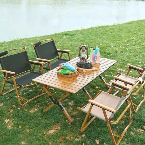 Aluminum outdoor folding table-4 Portable folding tables and chairs, sit and enjoy nature