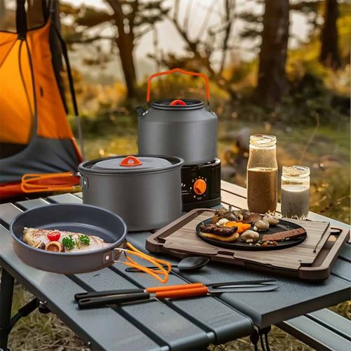 camping cookware set-4 Outdoor cookware, essential for camping, cooking delicious food and enjoying nature